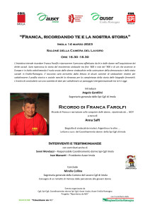 Franca, ricordando te e la nostra storia: 14 marzo a Imola (BO)